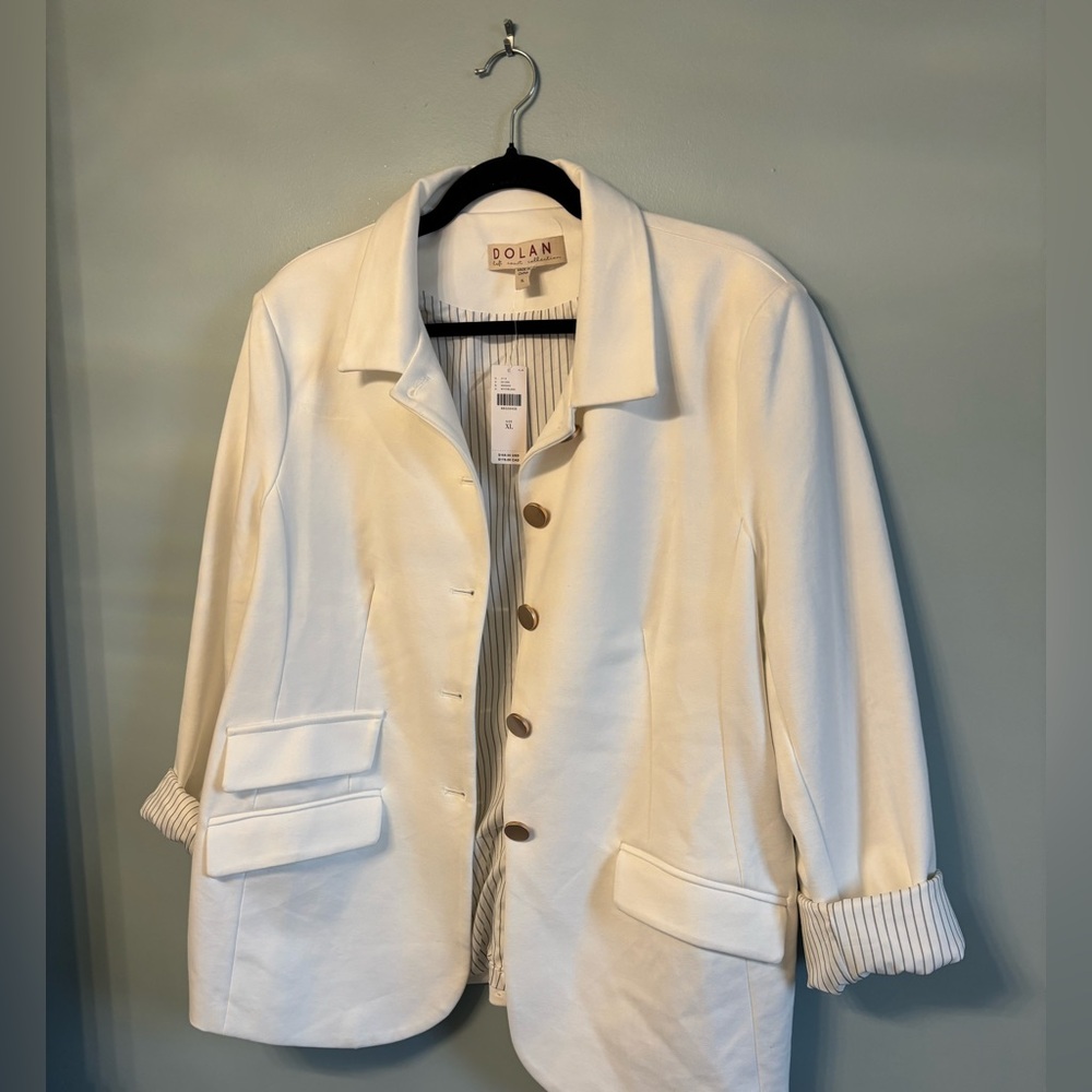 Anthropologie-Dolan 🤍White Blazer with Striped lining size XL NWT